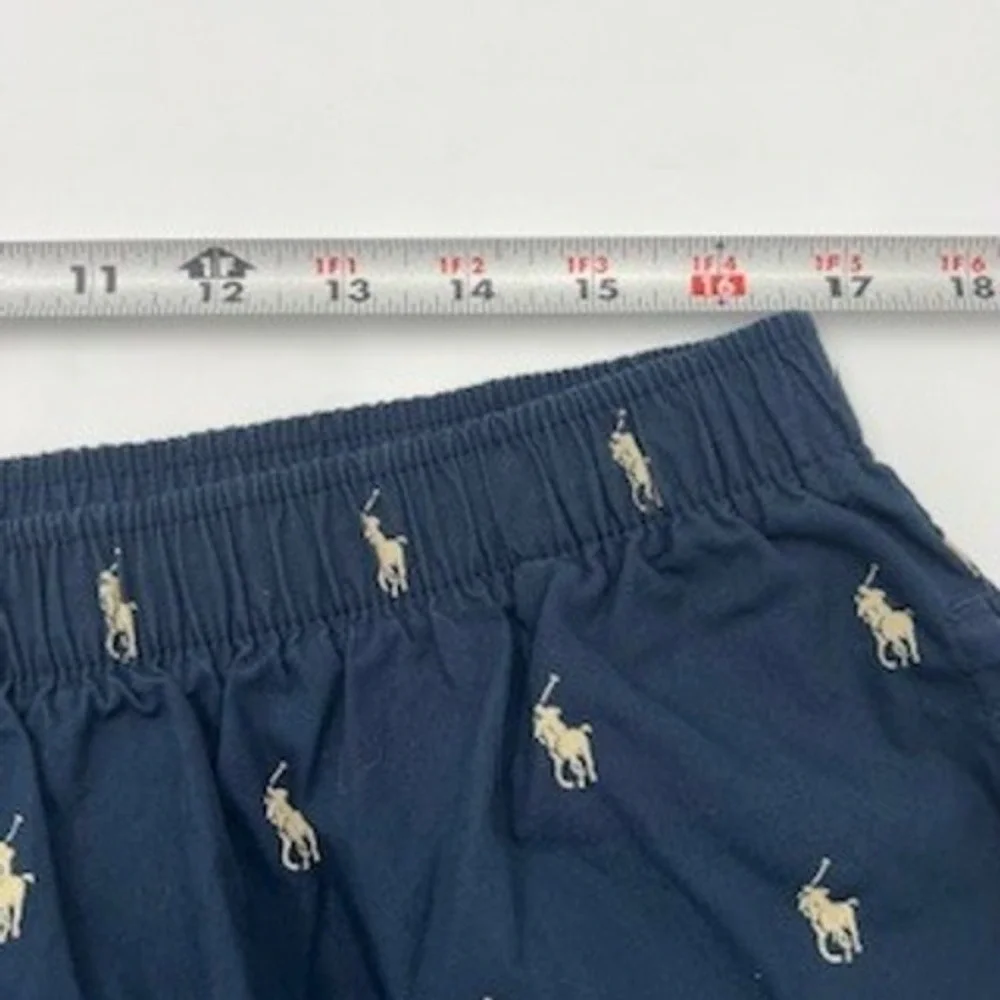 Polo Ralph Lauren Mens Pajama Pants XL Navy Blue Tan Pony‎ Logo Cotton Lounge